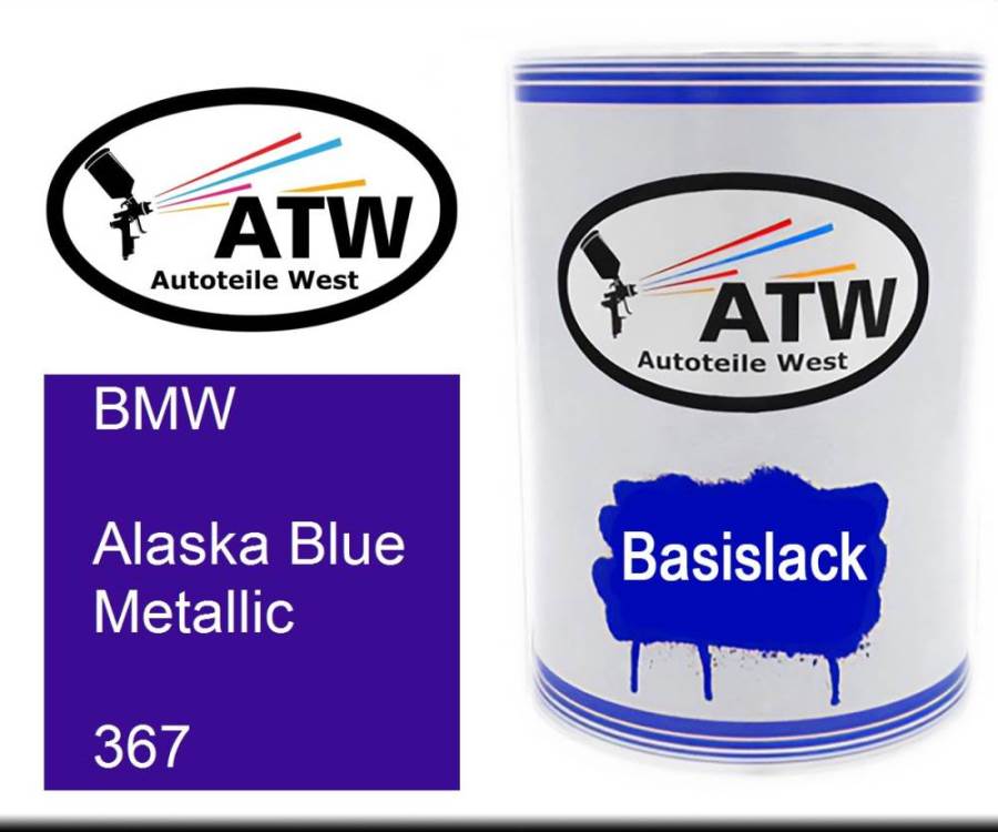 BMW, Alaska Blue Metallic, 367: 500ml Lackdose, von ATW Autoteile West.